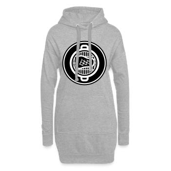 Steak de viande - Sweat-shirt à capuche long Femme - gris chiné - Devant