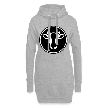 Kuh Kopf - Hoodie-Kleid - Grau meliert - Vorne