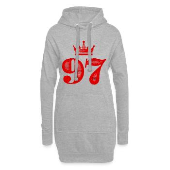 97 Couronne numérique - Sweat-shirt à capuche long Femme - gris chiné - Devant
