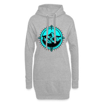 Symbole de voyage Compass Mountains - Sweat-shirt à capuche long Femme - gris chiné - Devant