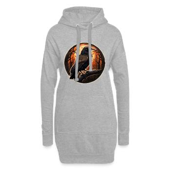Corneille d’Halloween - Sweat-shirt à capuche long Femme - gris chiné - Devant