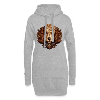 Pudel Hund Kopf Tier - Hoodie-Kleid - Grau meliert - Vorne