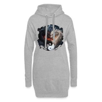 Chinesische Drachen Yin Yang - Hoodie-Kleid - Grau meliert - Vorne