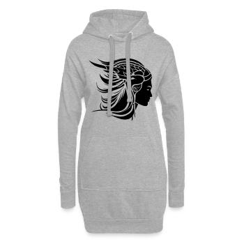 Wikinger Frau Viking Kriegerin - Hoodie-Kleid - Grau meliert - Vorne
