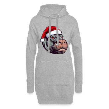 Nilpferd Weihnachten Tier Porträt Xmas - Hoodie-Kleid - Grau meliert - Vorne