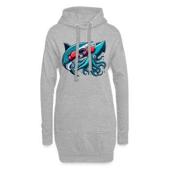 Requin Vs Poulpe Drôles D’animaux - Sweat-shirt à capuche long Femme - gris chiné - Devant