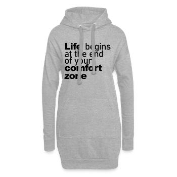 La vie commence à la fin de votre tableau de confort - Sweat-shirt à capuche long Femme - gris chiné - Devant