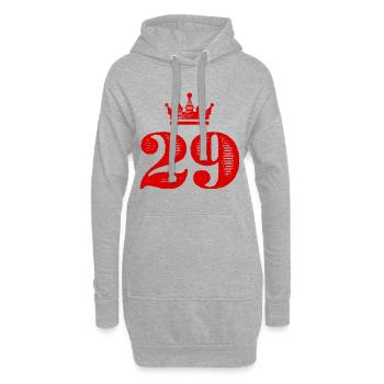 29 Zahl Krone - Hoodie-Kleid - Grau meliert - Vorne