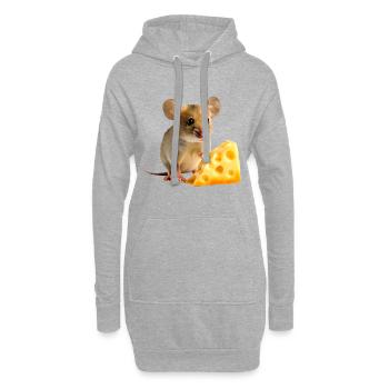 Maus mit Käse - Hoodie-Kleid - Grau meliert - Vorne