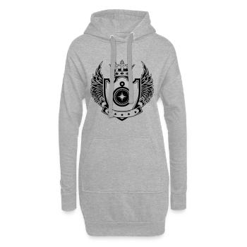 Bouclier de boussole - Sweat-shirt à capuche long Femme - gris chiné - Devant