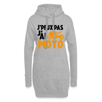 J'Peux Pas Jai Moto Humour Drôle Motorcycle Motard - Sweat-shirt à capuche long Femme - gris chiné - Devant