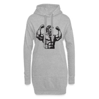 Bodybuilder Muscles Workout Gym - Sweat-shirt à capuche long Femme - gris chiné - Devant