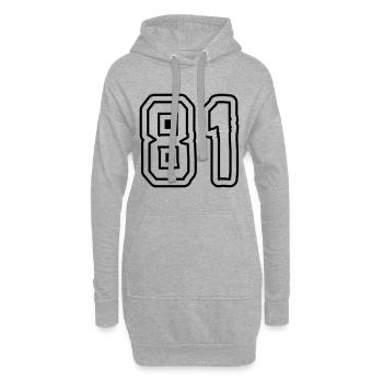 81 Zahl Symbol - Hoodie-Kleid - Grau meliert - Vorne