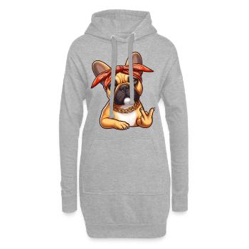 Frenchie Le Rappeur - Sweat-shirt à capuche long Femme - gris chiné - Devant