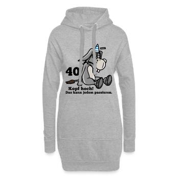 40 Kopf Hoch Das Kann Jedem Passieren Esel 40 Gebu - Hoodie-Kleid - Grau meliert - Vorne