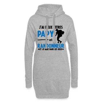 Papy Et Randonneur J'ai deux titres - Sweat-shirt à capuche long Femme - gris chiné - Devant