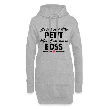 C'est Moi Le Boss Cadeau Bébé Garçon Humour - Sweat-shirt à capuche long Femme - gris chiné - Devant