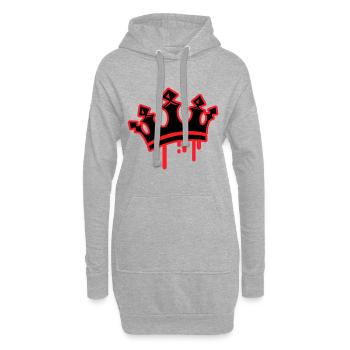 Symbole du roi de la couronne - Sweat-shirt à capuche long Femme - gris chiné - Devant