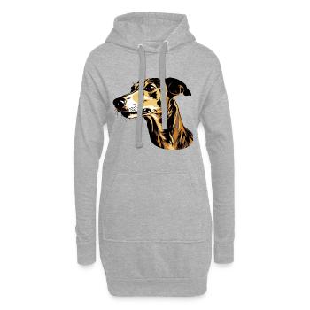 Tête de chien lévrier Animal - Sweat-shirt à capuche long Femme - gris chiné - Devant