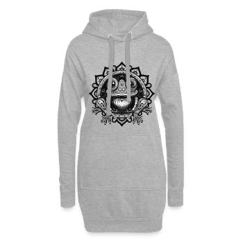 Frosch Porträt Tier - Hoodie-Kleid - Grau meliert - Vorne