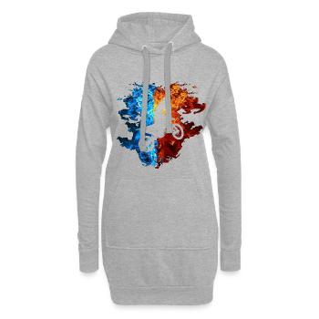 Motocross Rouge Bleu Feu Motocross Pilote - Sweat-shirt à capuche long Femme - gris chiné - Devant