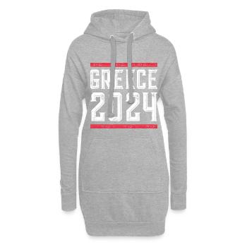 Grèce 2024 Vacances - Sweat-shirt à capuche long Femme - gris chiné - Devant