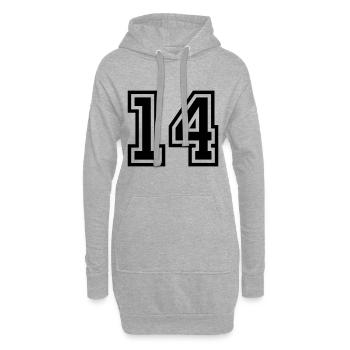 14 Zahl symbol - Hoodie-Kleid - Grau meliert - Vorne