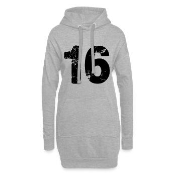 16 Zahl Trikot - Hoodie-Kleid - Grau meliert - Vorne