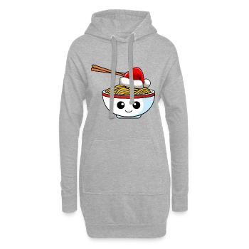 Nudeln Weihnachten Comic Xmas - Hoodie-Kleid - Grau meliert - Vorne