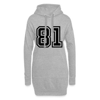 Symbole numérique 81 - Sweat-shirt à capuche long Femme - gris chiné - Devant