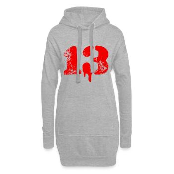 13 Symbole numérique - Sweat-shirt à capuche long Femme - gris chiné - Devant