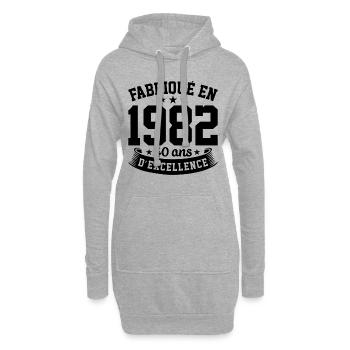 Fabriqué en 1982 40 Ans D'excellence - Sweat-shirt à capuche long Femme - gris chiné - Devant