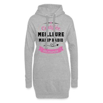 Certifiée meilleure manip radio du monde - Sweat-shirt à capuche long Femme - gris chiné - Devant