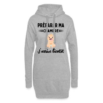 Cadeau Annonce De Grossesse Future Maman Enceinte - Sweat-shirt à capuche long Femme - gris chiné - Devant