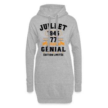 77 Ans Anniversaire Vintage Né(e) en Juillet 1945 - Sweat-shirt à capuche long Femme - gris chiné - Devant