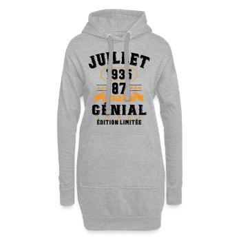 87 Ans Anniversaire Vintage Né(e) en Juillet 1935 - Sweat-shirt à capuche long Femme - gris chiné - Devant