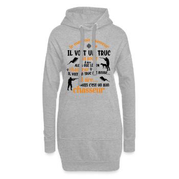 Bon Chasseur Humour Cadeau - Sweat-shirt à capuche long Femme - gris chiné - Devant