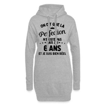 J'ai 6 Ans et je suis bien réel - perfection - Sweat-shirt à capuche long Femme - gris chiné - Devant