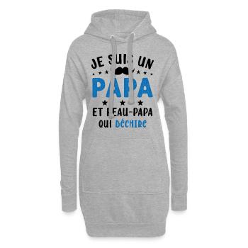 je suis un Papa et un Beau-Papa qui déchire - Sweat-shirt à capuche long Femme - gris chiné - Devant