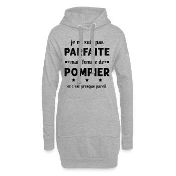 pas parfaite mais femme de pompier - Sweat-shirt à capuche long Femme - gris chiné - Devant