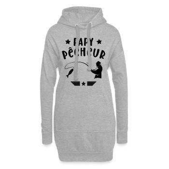 Papy Pêcheur Humour Fête des Grands Pères Noël - Sweat-shirt à capuche long Femme - gris chiné - Devant