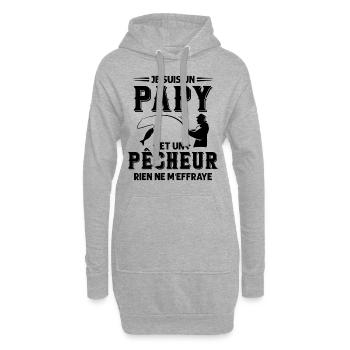 Papy Pêcheur Humour Fête des Grands Pères Noël - Sweat-shirt à capuche long Femme - gris chiné - Devant