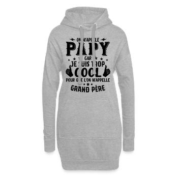 Papy car je suis trop cool / humour grand-père - Sweat-shirt à capuche long Femme - gris chiné - Devant