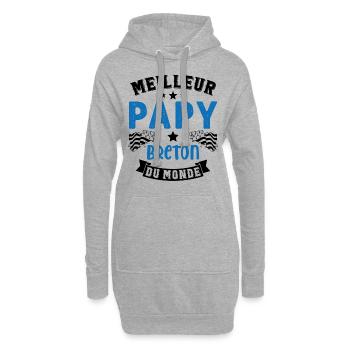 Meilleur Papy Breton du Monde - Sweat-shirt à capuche long Femme - gris chiné - Devant