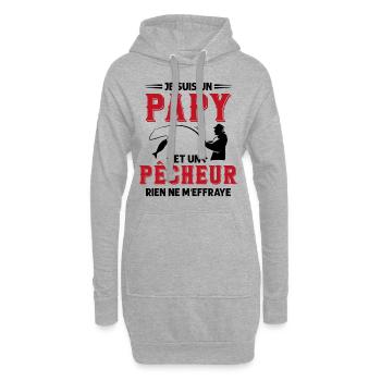 Papy Pêcheur Humour Fête des Grands Pères Noël - Sweat-shirt à capuche long Femme - gris chiné - Devant