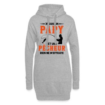 Papy Pêcheur Humour Fête des Grands Pères Noël - Sweat-shirt à capuche long Femme - gris chiné - Devant