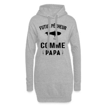 Futur pêcheur comme papa humour cadeau pêcheur - Sweat-shirt à capuche long Femme - gris chiné - Devant