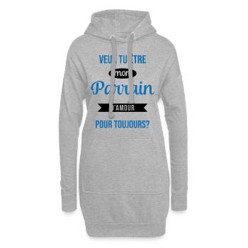 Veux Tu Être Mon Parrain d'amour pour toujours - Sweat-shirt à capuche long Femme - gris chiné - Devant