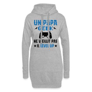 Un Papa Geek Ne Vieillit Pas Il Level Up - Sweat-shirt à capuche long Femme - gris chiné - Devant