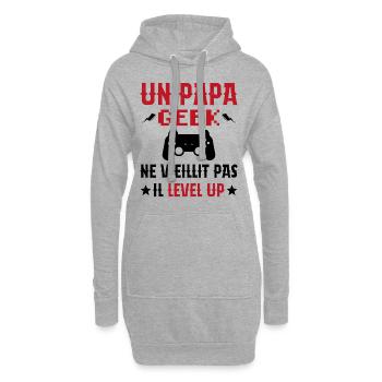 Un Papa Geek Ne Vieillit Pas Il Level Up - Sweat-shirt à capuche long Femme - gris chiné - Devant